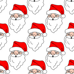 Christmas seamless pattern with cartoon Santa Claus