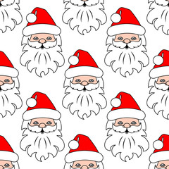 Christmas seamless pattern background with Santa head