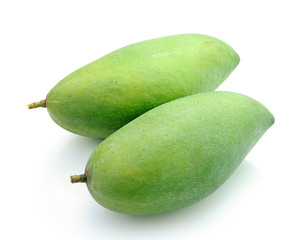 Green mango isolated on a white background