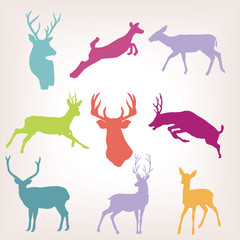 action deer silhouette set