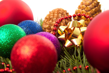 Christmas balls fir cones