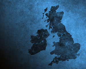 Blue grungy UK and Ireland map - 59446590