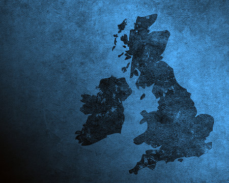 Blue Grungy UK And Ireland Map