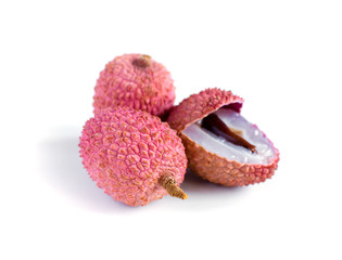 Lychee. Fresh lychees isolated on white background