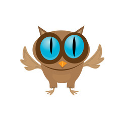 vector cartoon cute little owl bird isolated on white