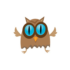 vector cartoon cute little owl bird isolated on white