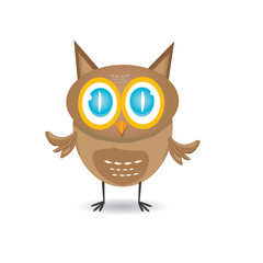 vector cartoon cute little owl bird isolated on white
