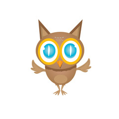 vector cartoon cute little owl bird isolated on white