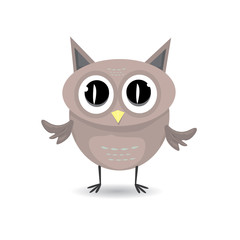 vector cartoon cute little owl bird isolated on white