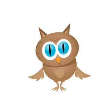 vector cartoon cute little owl bird isolated on white