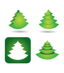 Vector icon set - pine tree