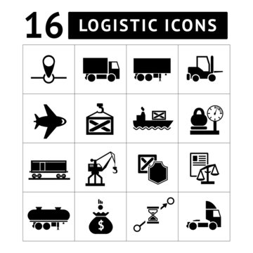 Set of black logistic icons
