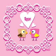 vector lovely postcard with birds