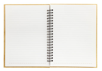 An open blank notebook with spiral