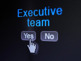 Finance concept: Executive Team on digital computer screen