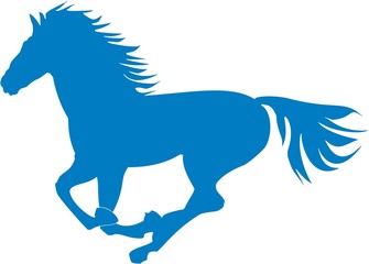 Vector illustration. Prancing blue horse