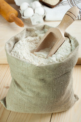 Flour in canvas bag