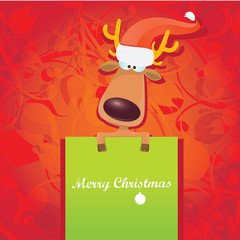 kids merry christmas illustration with reindeer
