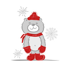 Funny santa bear for your design