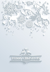 White Merry Christmas and Happy New Year #greeting card