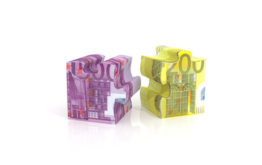 puzzle piece with euro currency