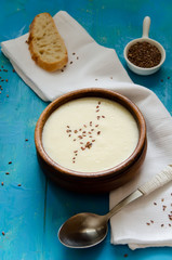 soup-puree of celery root with flax seeds
