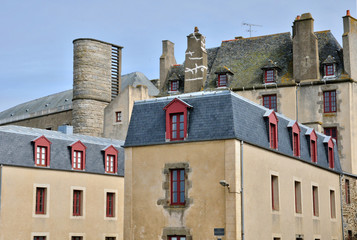 France, picturesque city of Saint Malo in Bretagne - obrazy, fototapety, plakaty