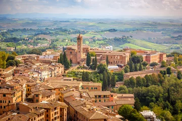 Wall murals Toscane Aerial view over city of Siena