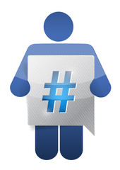 Obraz premium icon holding a message bubble with a hashtag.