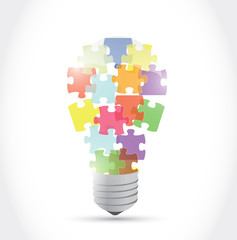 puzzle piece light idea bulb. illustration design