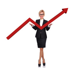 businesswoman holding arrow