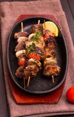 Barbecue on wooden skewers vertical