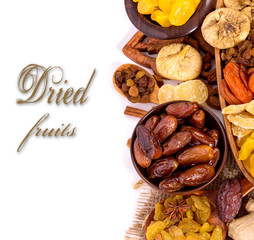 Dried fruits top view with copyspace
