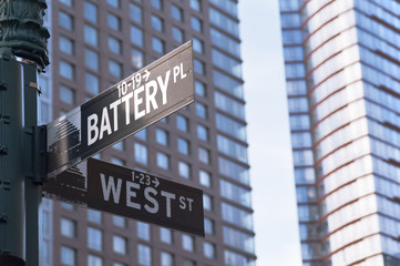 Battery place and West street Corner, New York City