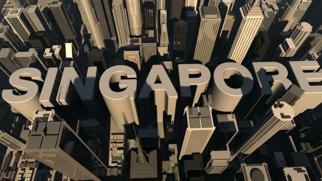 animation from the city name Singapore with building