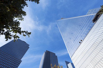 Fototapeta na wymiar National 9-11 Memorial with World Trade Center Tower One