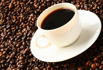 coffee beans with white cup.