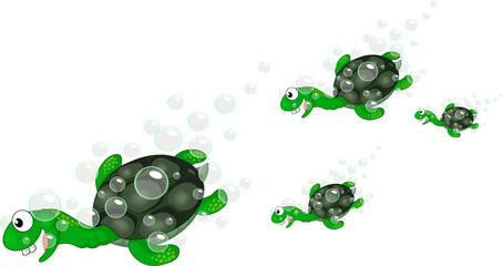 Turtles swim Vector