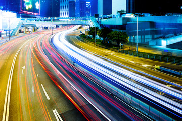 Traffic in Hong Kong at night