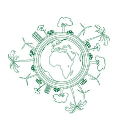 real earth with green city