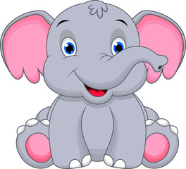 Obraz premium cute cartoon baby elephant