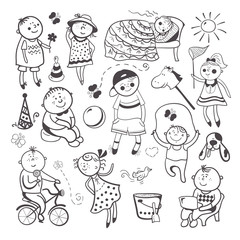 Children play with toys