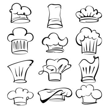 chef hats collection  cartoon vector  illustration