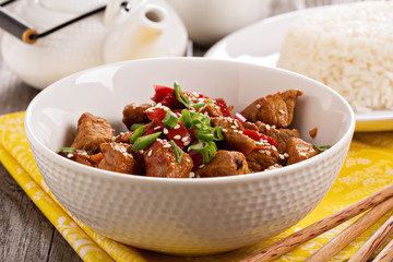 Pork with vegetables in asian style