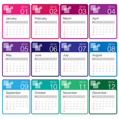 minimal calendar 2014 year colourful