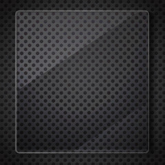 Transparent Glass Framework under Black Pentagonal Metal Backgro