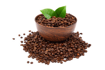 Cup with coffee beans.