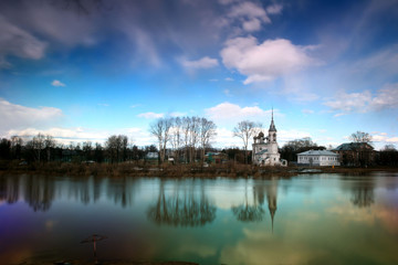 Fototapeta na wymiar stone chapel, orthodox church, Russia