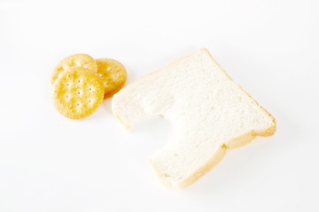 one slice of white bread against the white background