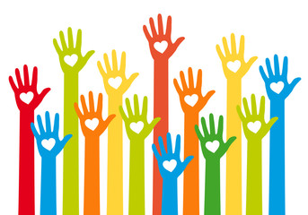 Fototapeta premium colorful hands with heart, vector
